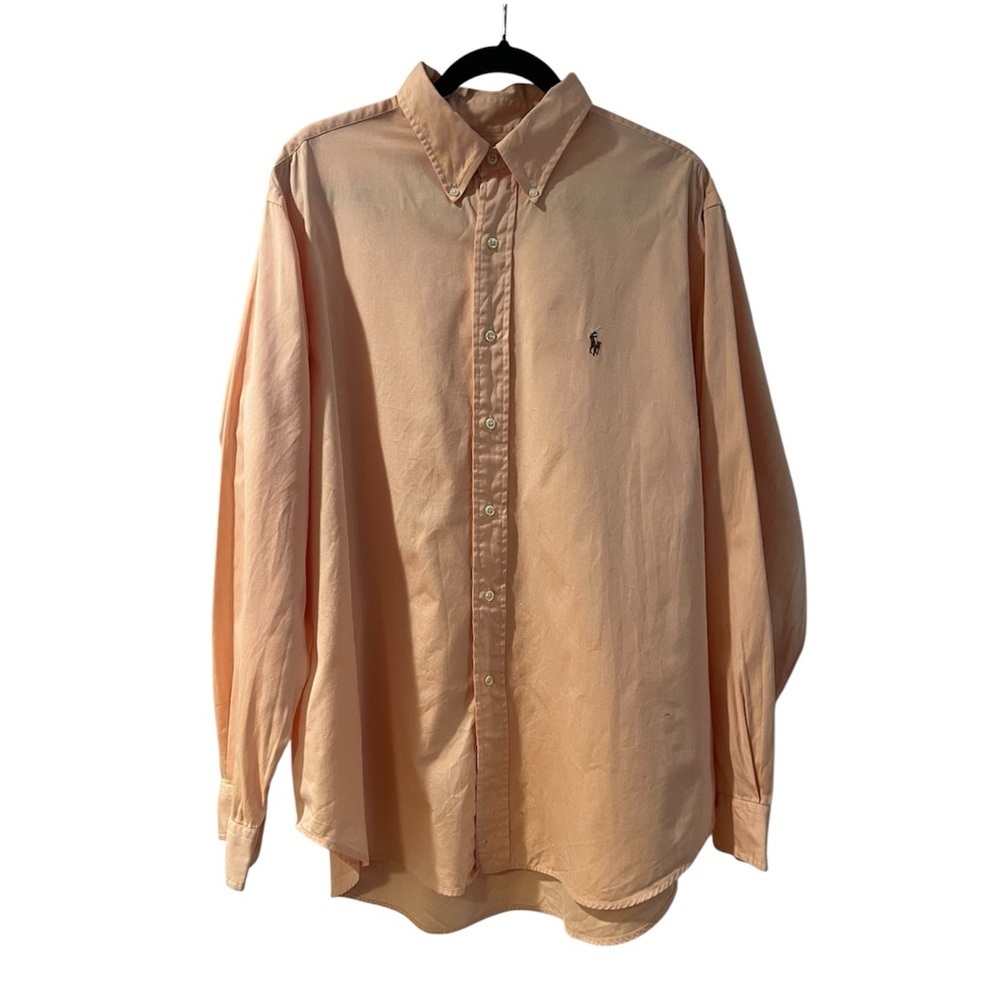Vintage 100% Cotton Ralph Lauren Classic Fit Button Down Shirt Soft Peach- Sz 17